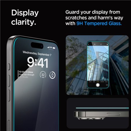 Spigen Glass TR EZ FIT 2 pack, transparency- iPhone 15 Pro