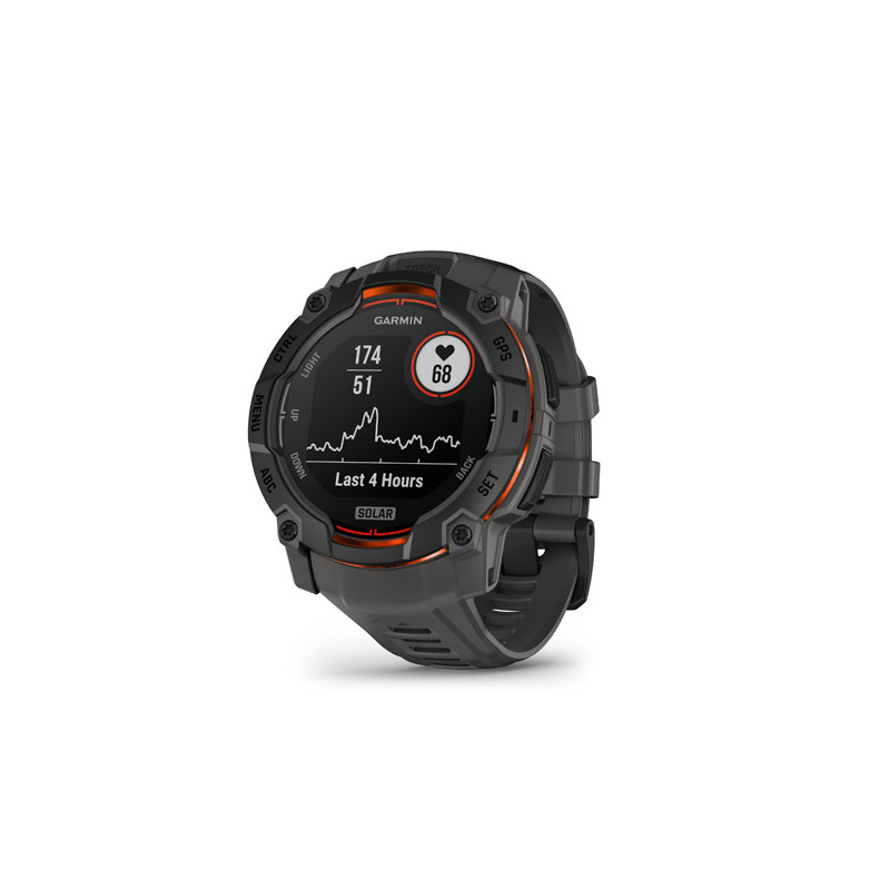 Garmin Instinct 3 Solar 50mm, Black, Charcoal silicone band
