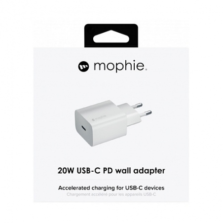 Síťový adaptér Mophie 20W USB-C PD – bílá