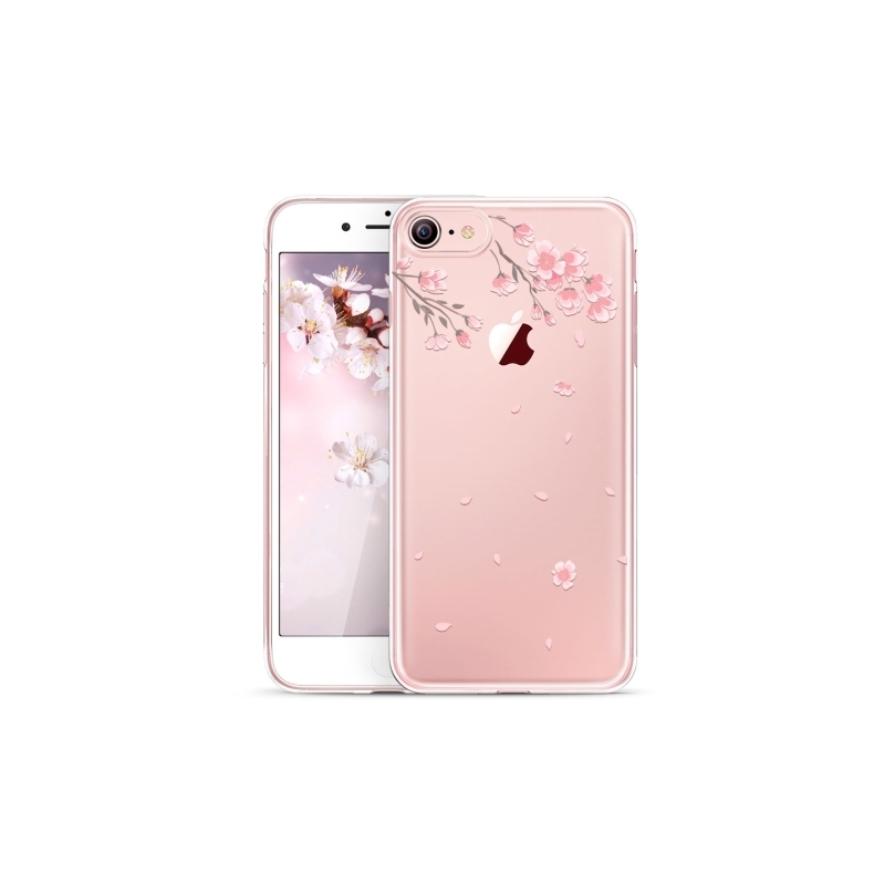 Pouzdro ESR Mania Cherry Blossoms pro iPhone SE (2020) / 8 / 7, průhledné